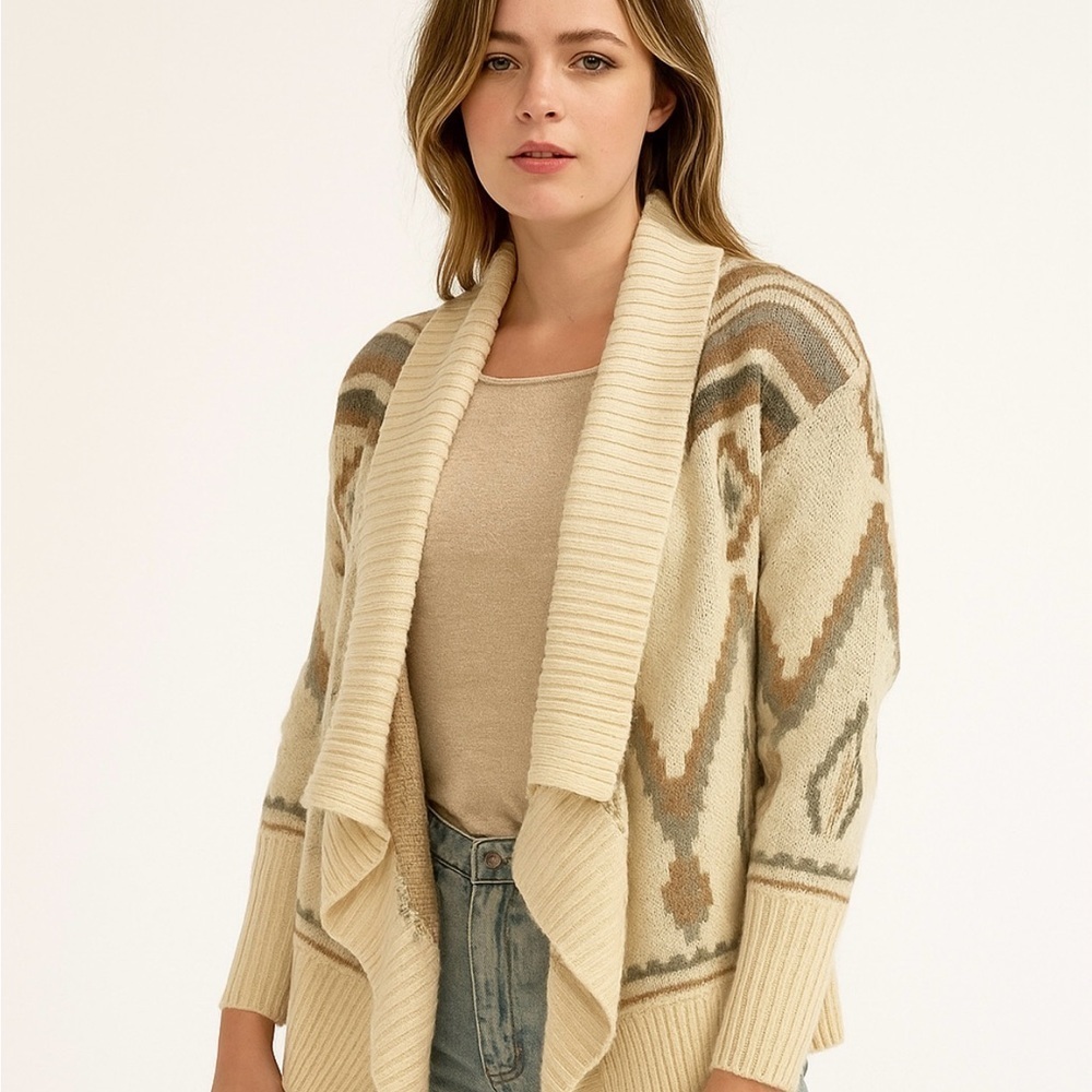 Roxy Cardigan Aztec Print Western Sweater Size Small